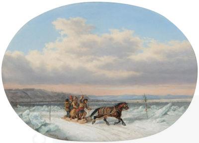Cornelius Krieghoff Crossing the Ice at Quebec' China oil painting art